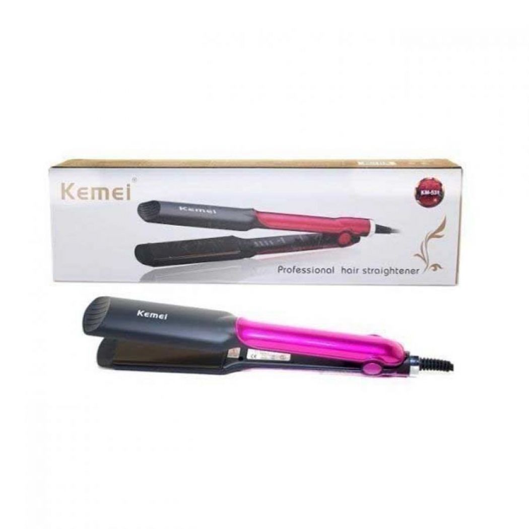 Kemei Pink And Black Professional Hair Straightener KM-531